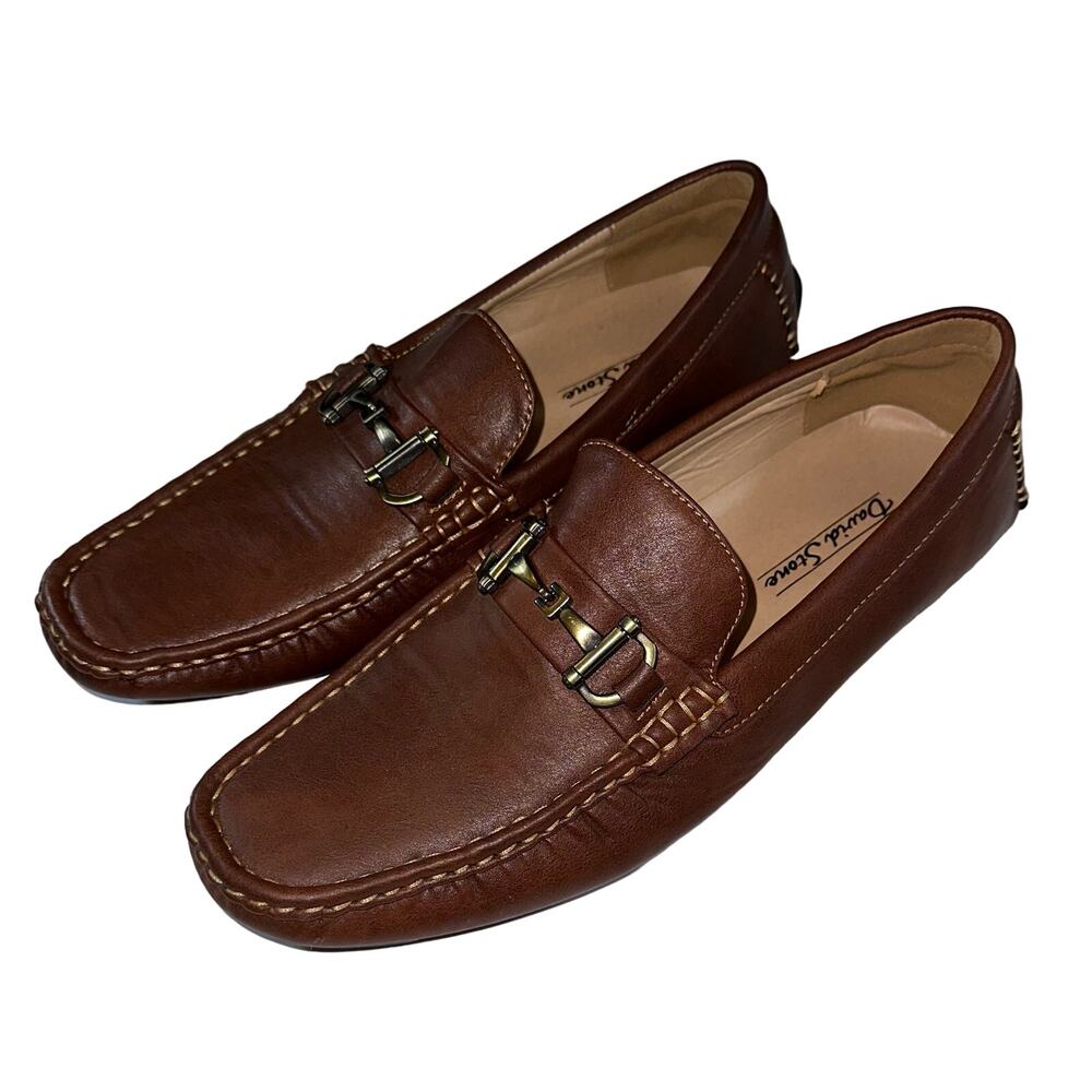 David Stone Men’s Size 9.5 Loafers Slip On Shoes Size Brown w/Buckle Accent